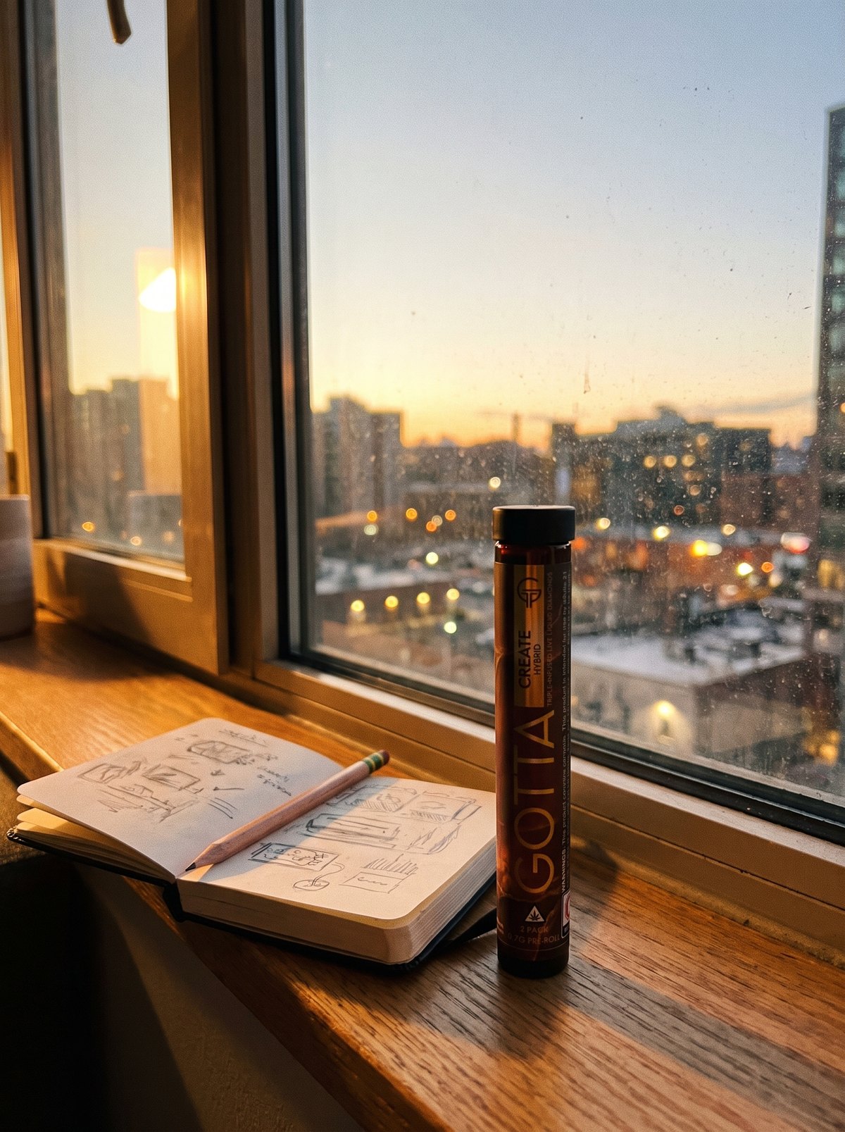 GOTTA CREATE on the windowsill